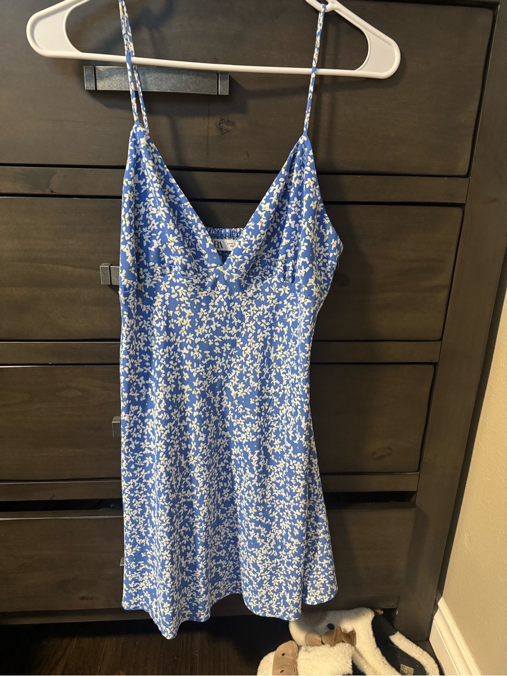 Zara Blue Floral Slip Dress with Spaghetti Straps